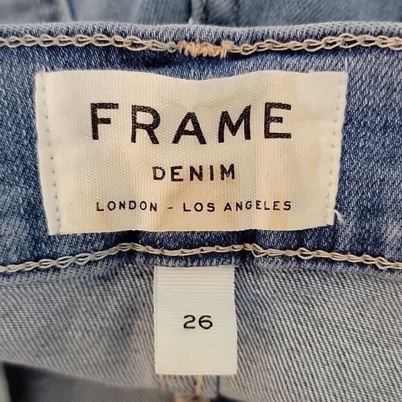 Frame Le High Skinny Raw Edge Blue Denim Jeans in Europa 26 - Picture 12 of 15